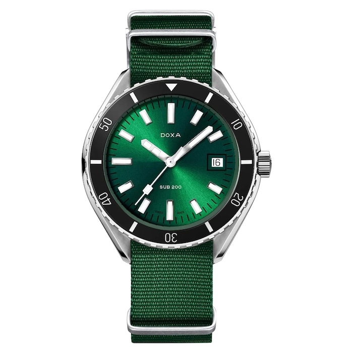 DOXA Sub 200 42mm Mens Watch Green NATO Strap