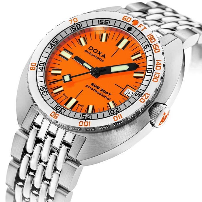 DOXA Sub 200T 39mm Mens Watch Orange Stainless Steel