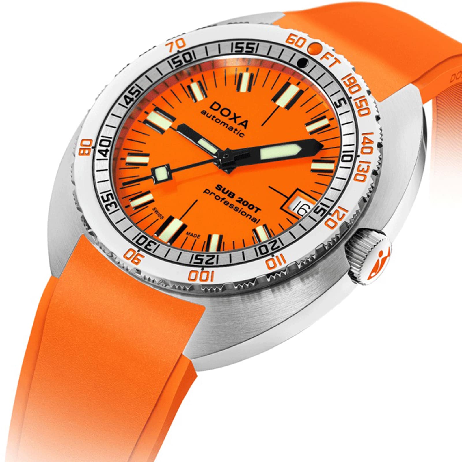 DOXA Sub 200T 39mm Mens Watch Orange Rubber Strap DOXA Sub 200T 39mm Mens Watch Orange Rubber Strap