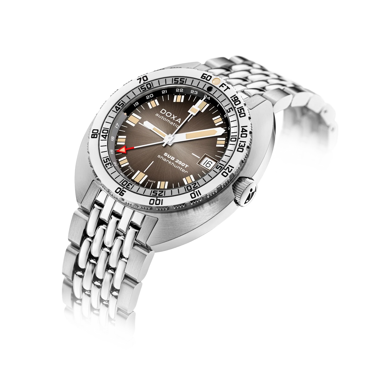 DOXA Sub 250T GMT 40mm Mens Watch Grey Stainless Steel