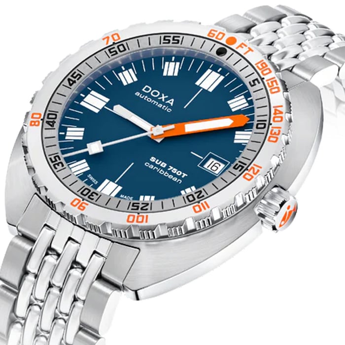 DOXA Sub 750T Caribbean 45mm Unisex Watch Blue