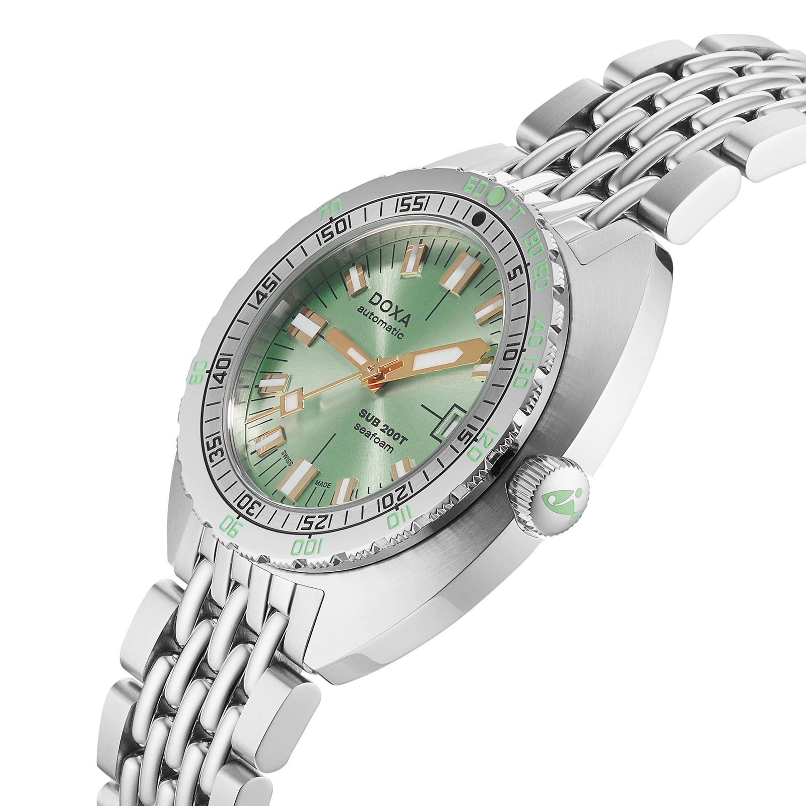 DOXA Sub 200T Centenary Edition 39mm Unisex Watch Seafoam Green The Watches of Switzerland Group Exclusive