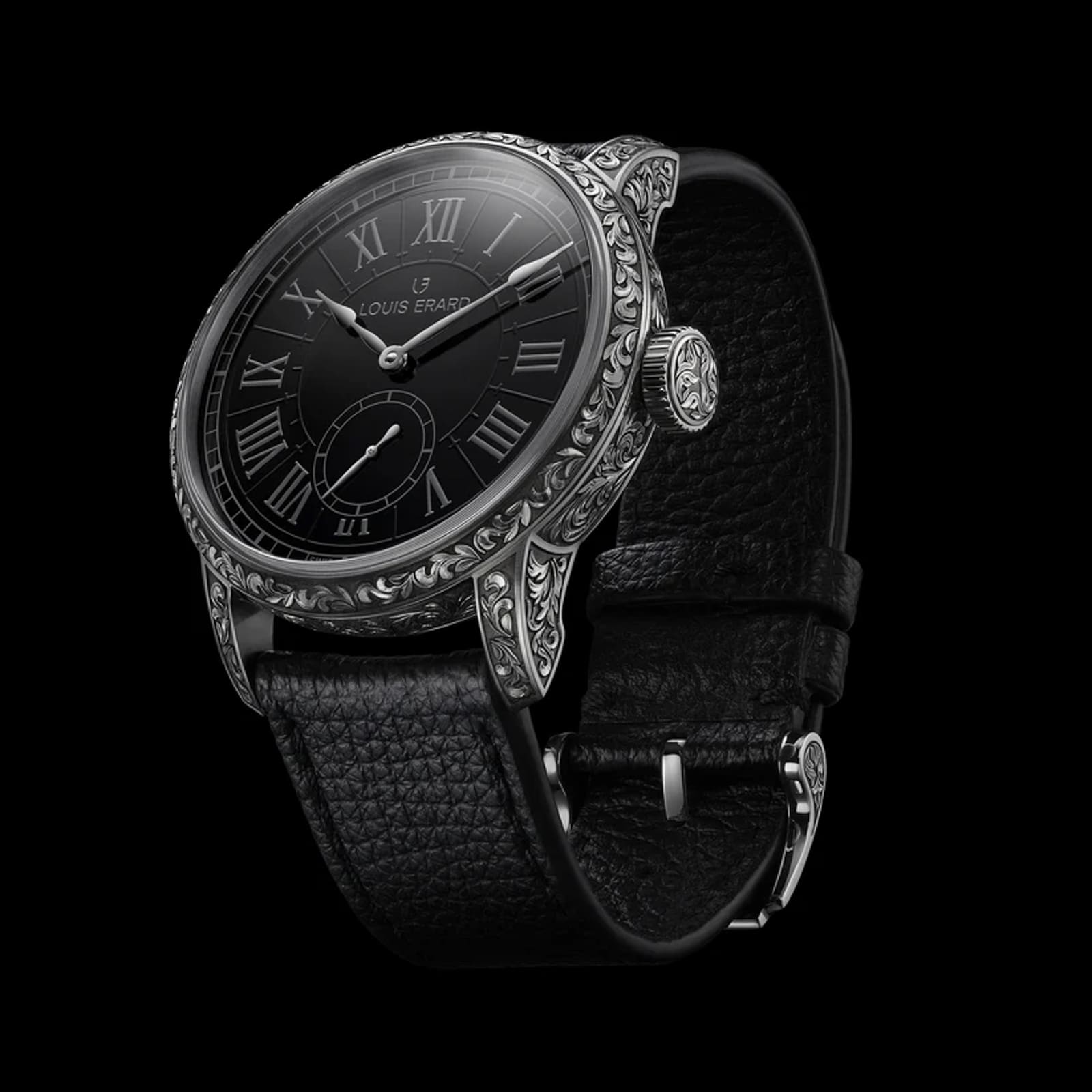 Louis Erard Gravee Main 42mm Mens Watch Black