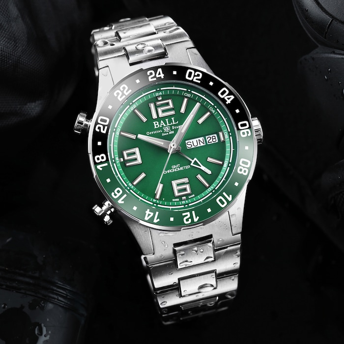 BALL Roadmaster Marine GMT Ceramic Limited Edition 40mm Mens Watch Green