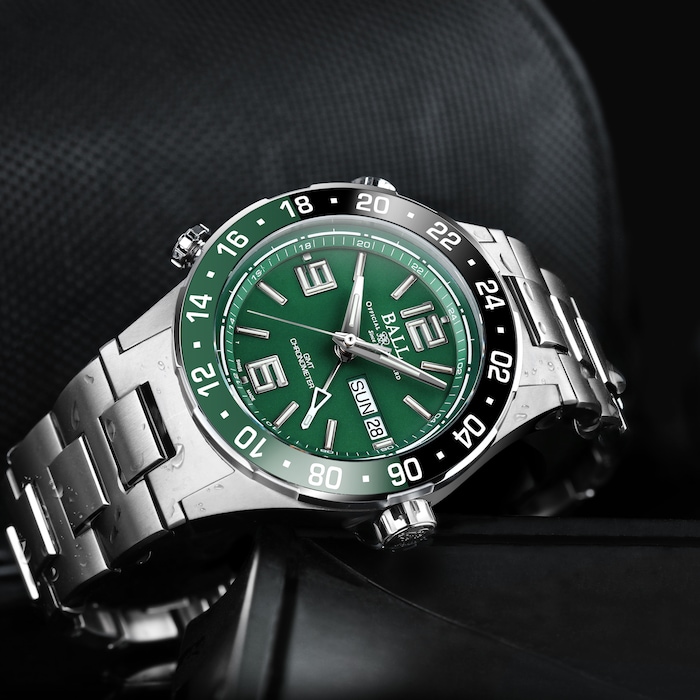 BALL Roadmaster Marine GMT Ceramic Limited Edition 40mm Mens Watch Green