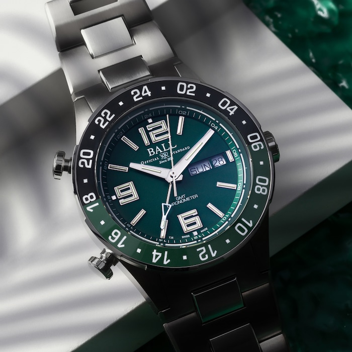 BALL Roadmaster Marine GMT Ceramic Limited Edition 40mm Mens Watch Green