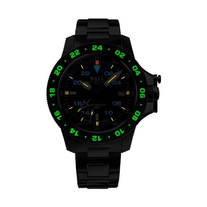 BALL Engineer Hydrocarbon AeroGMT II 40mm Mens Watch Black And Green Blue Dial