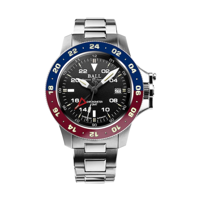BALL Engineer Hydrocarbon AeroGMT II 40mm Mens Watch Black And Red Blue Dial