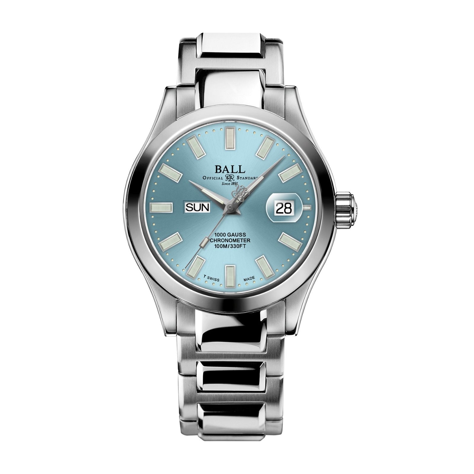 BALL Engineer III Marvelight Chronometer Day-Date 40mm Mens Watch Ice Blue