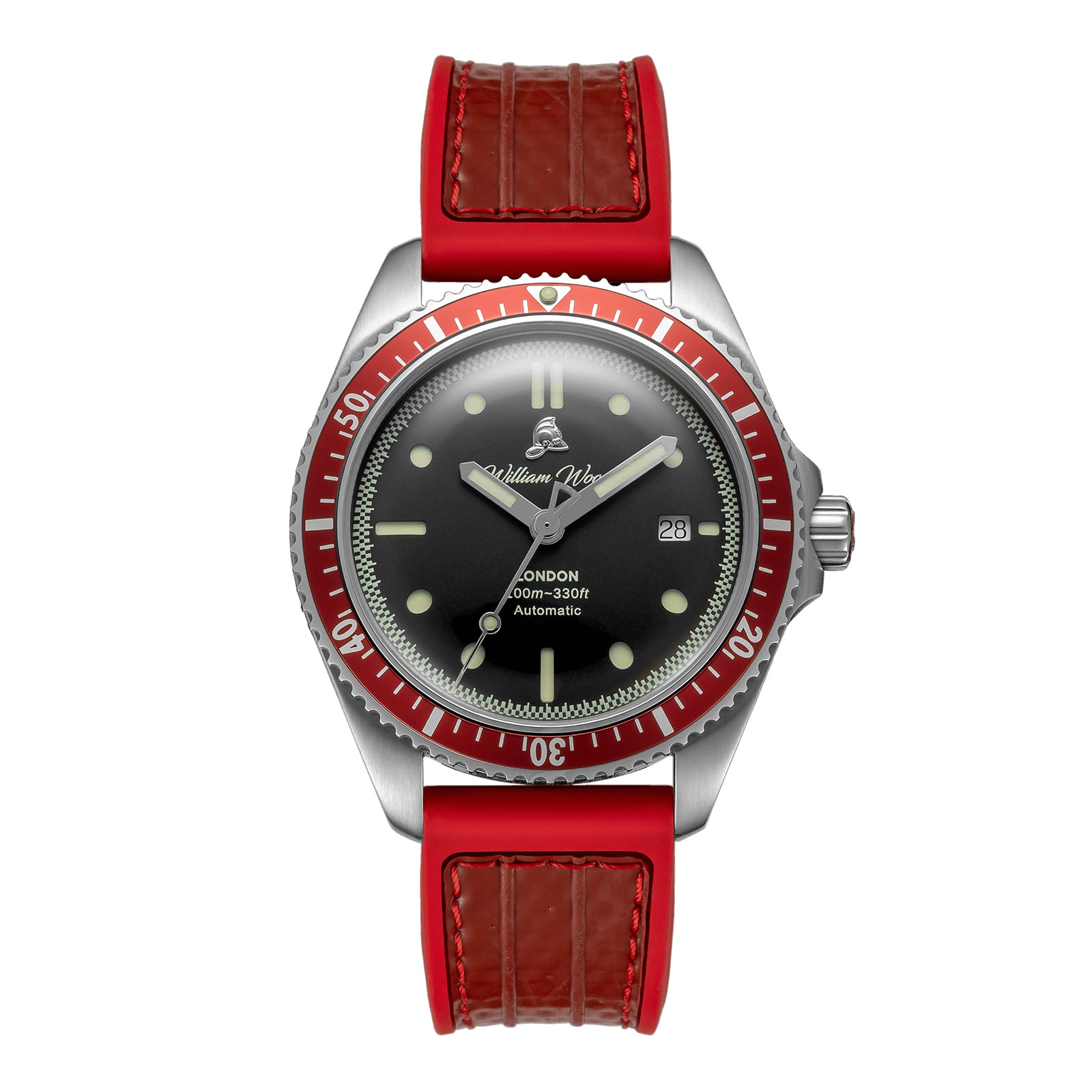 William Wood Watches Valiant Collection The Red Watch 41mm Mens Watch