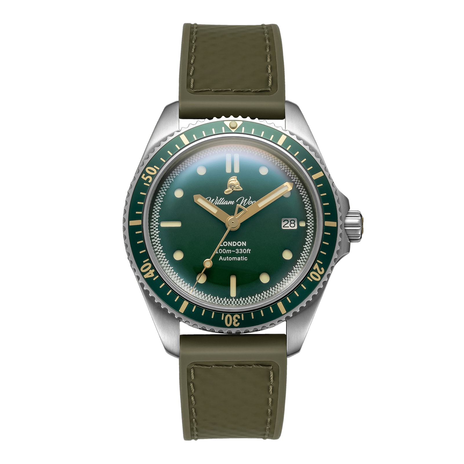 William Wood Watches Valiant Collection The Green Watch 41mm Mens Watch