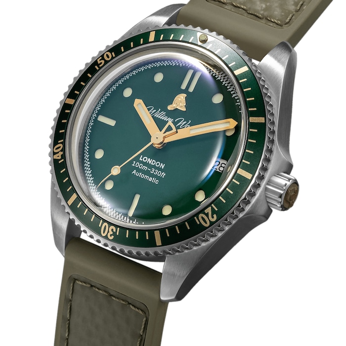 William Wood Watches Valiant Collection The Green Watch 41mm Mens Watch