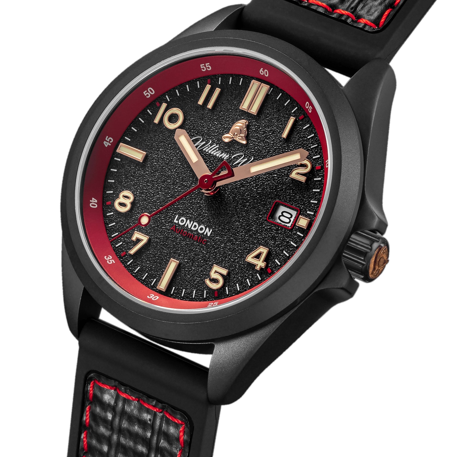 William Wood Watches Fearless Red 39mm Mens Watch William Wood Watches Fearless Red 39mm Mens Watch