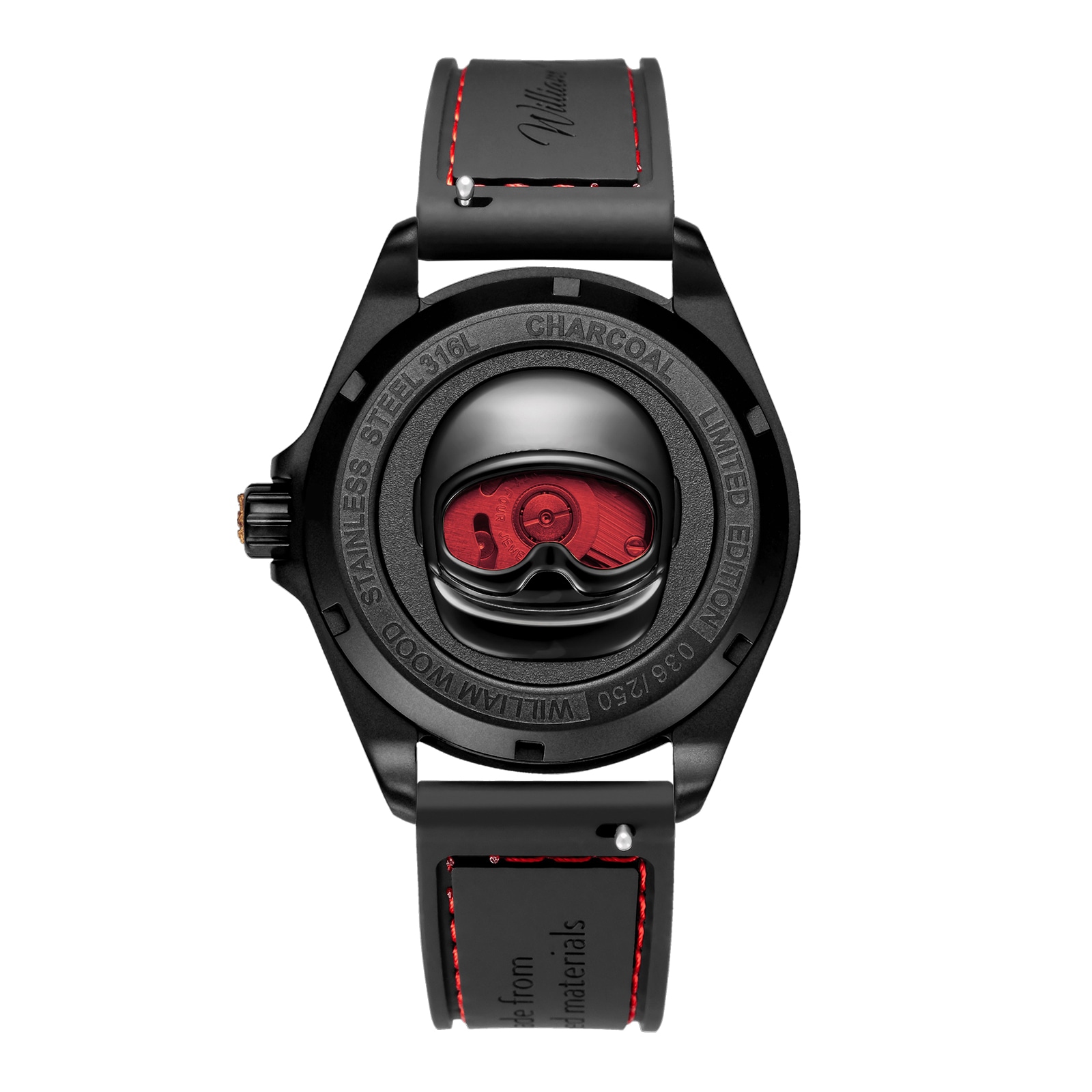 William Wood Watches Fearless Red 39mm Mens Watch