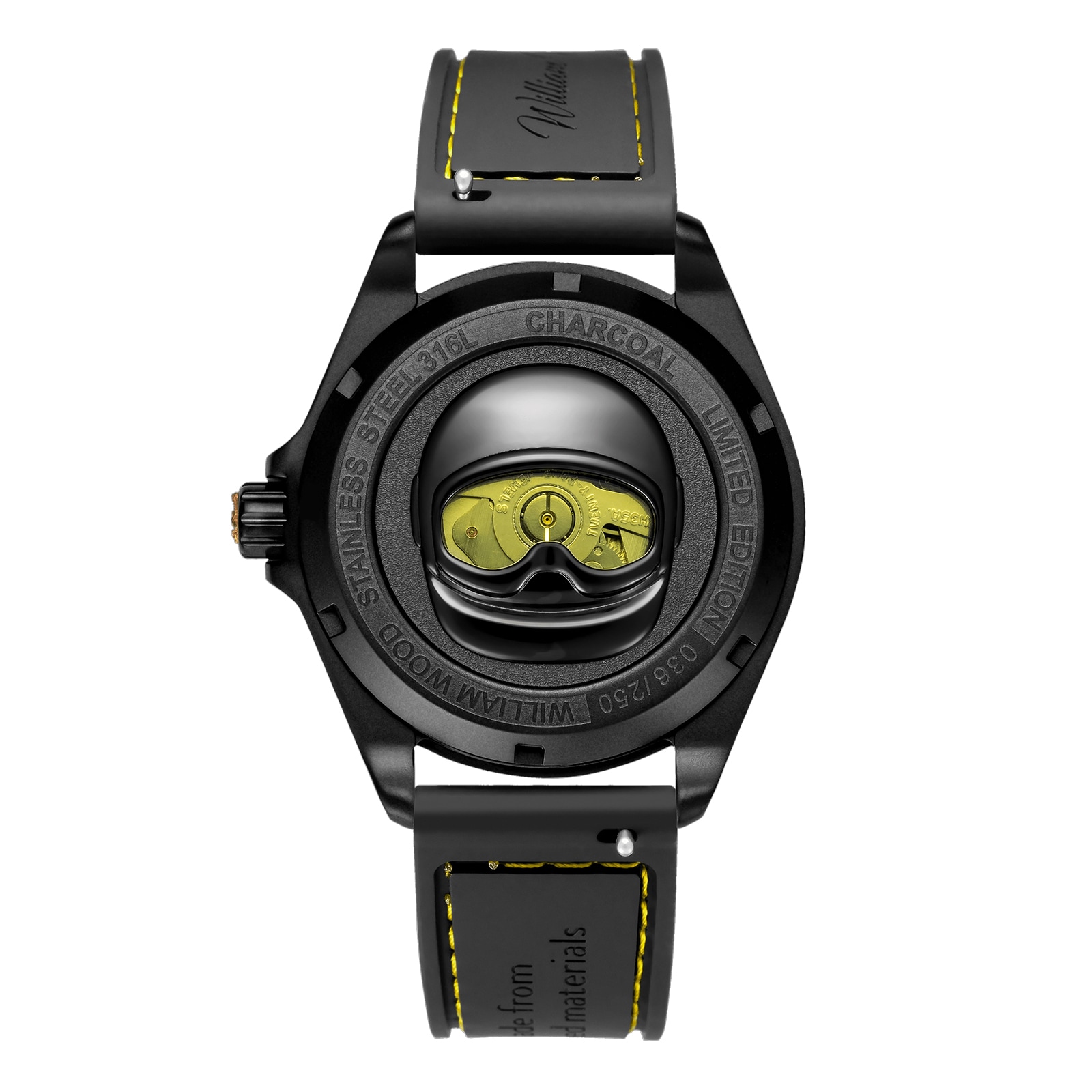 William Wood Watches Fearless Yellow 39mm Mens Watch