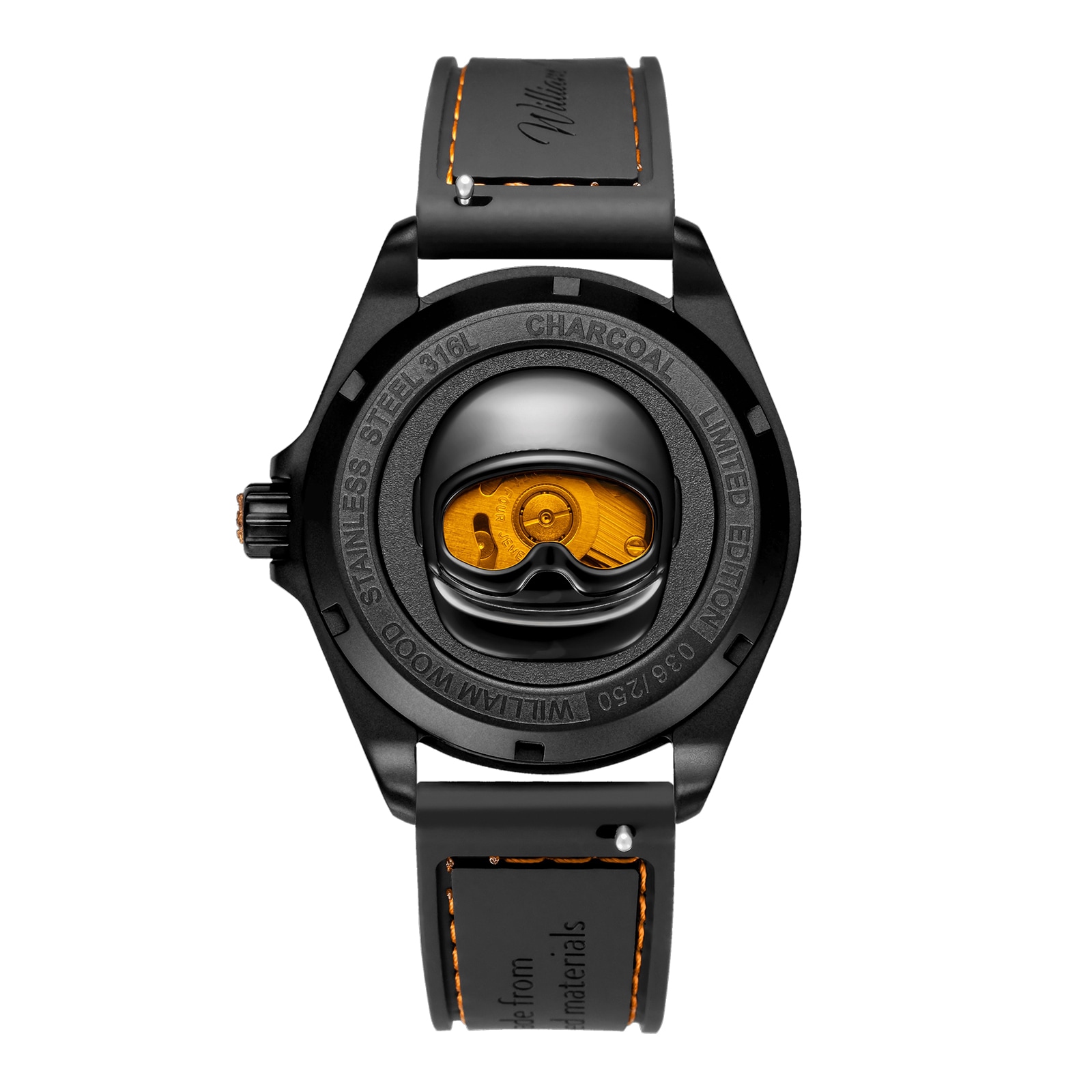 William Wood Watches Fearless Orange 39mm Mens Watch