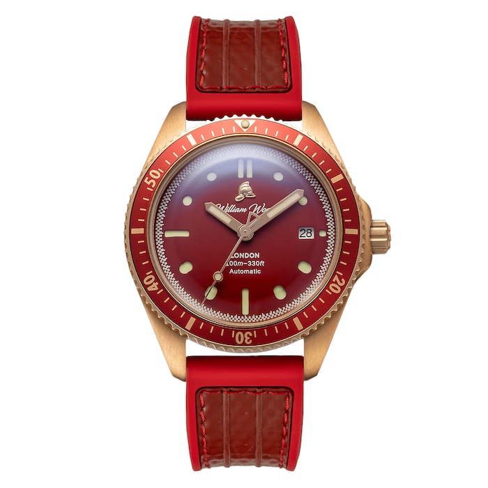 William Wood Watches Valiant Collection 41mm Mens Watch Red
