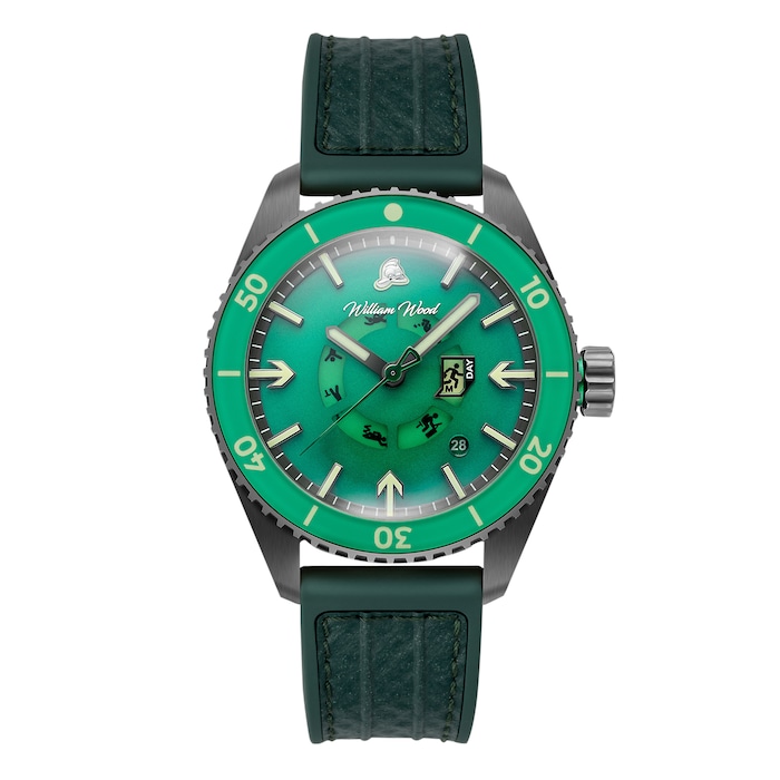 William Wood Fire Exit Man 41mm Mens Watch Green