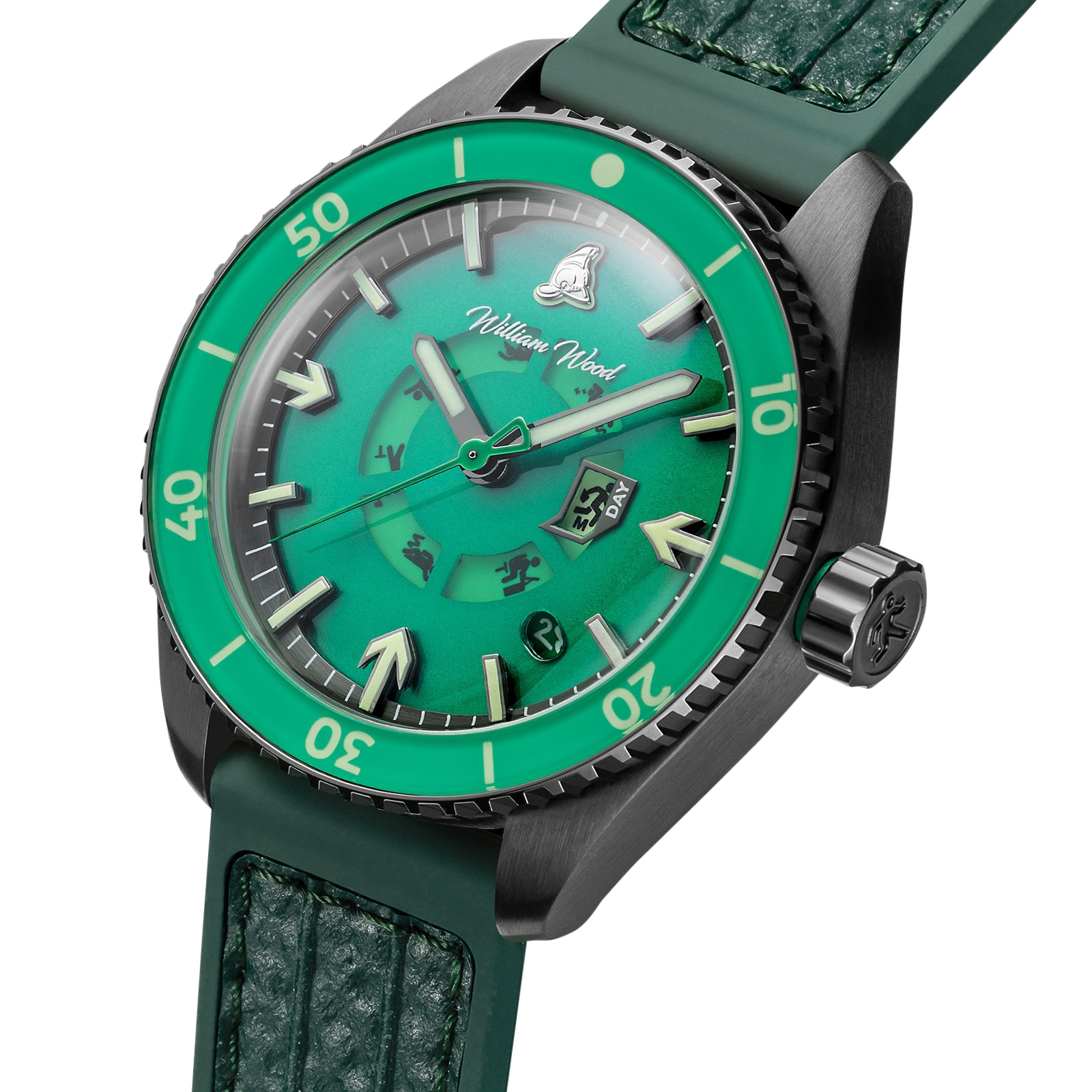 William Wood Fire Exit Man 41mm Mens Watch Green William Wood Fire Exit Man 41mm Mens Watch Green
