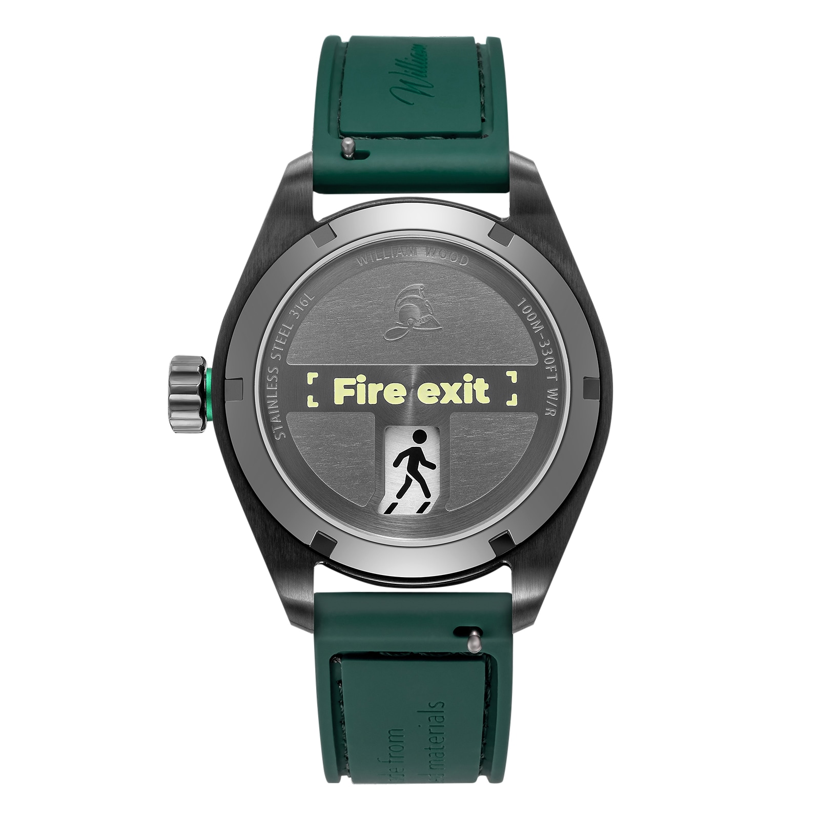 William Wood Fire Exit Man 41mm Mens Watch Green William Wood Fire Exit Man 41mm Mens Watch Green