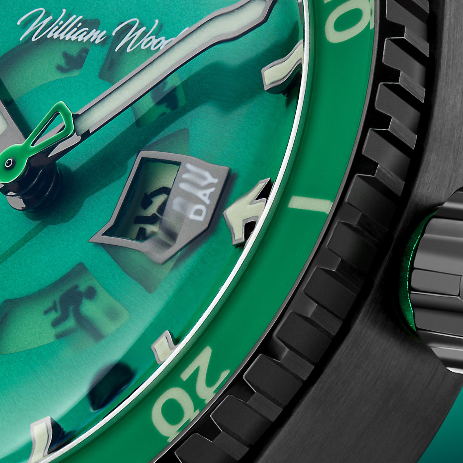 William Wood Fire Exit Man 41mm Mens Watch Green William Wood Fire Exit Man 41mm Mens Watch Green
