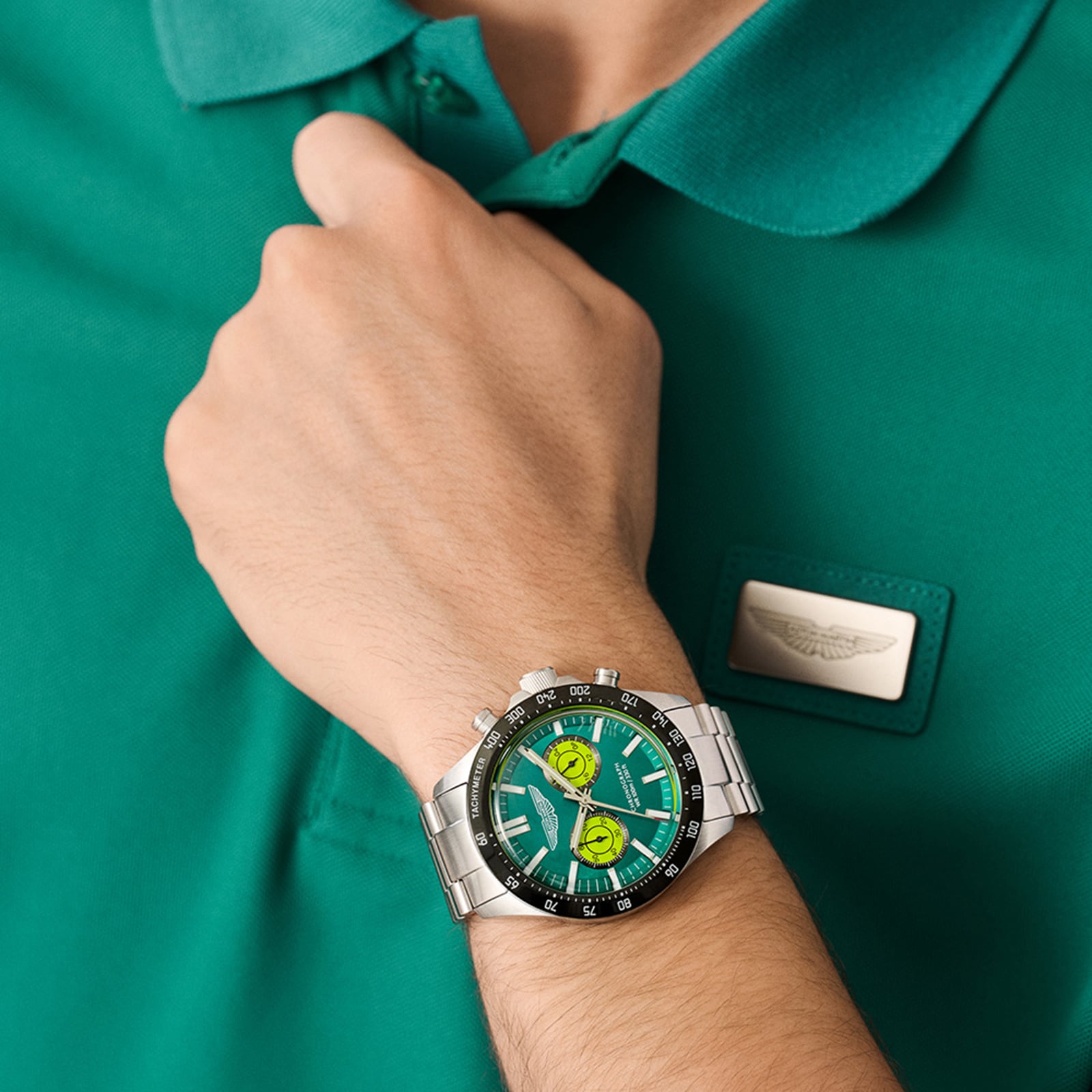 Aston Martin AML Icon Quartz 44mm Mens Watch Green Dial