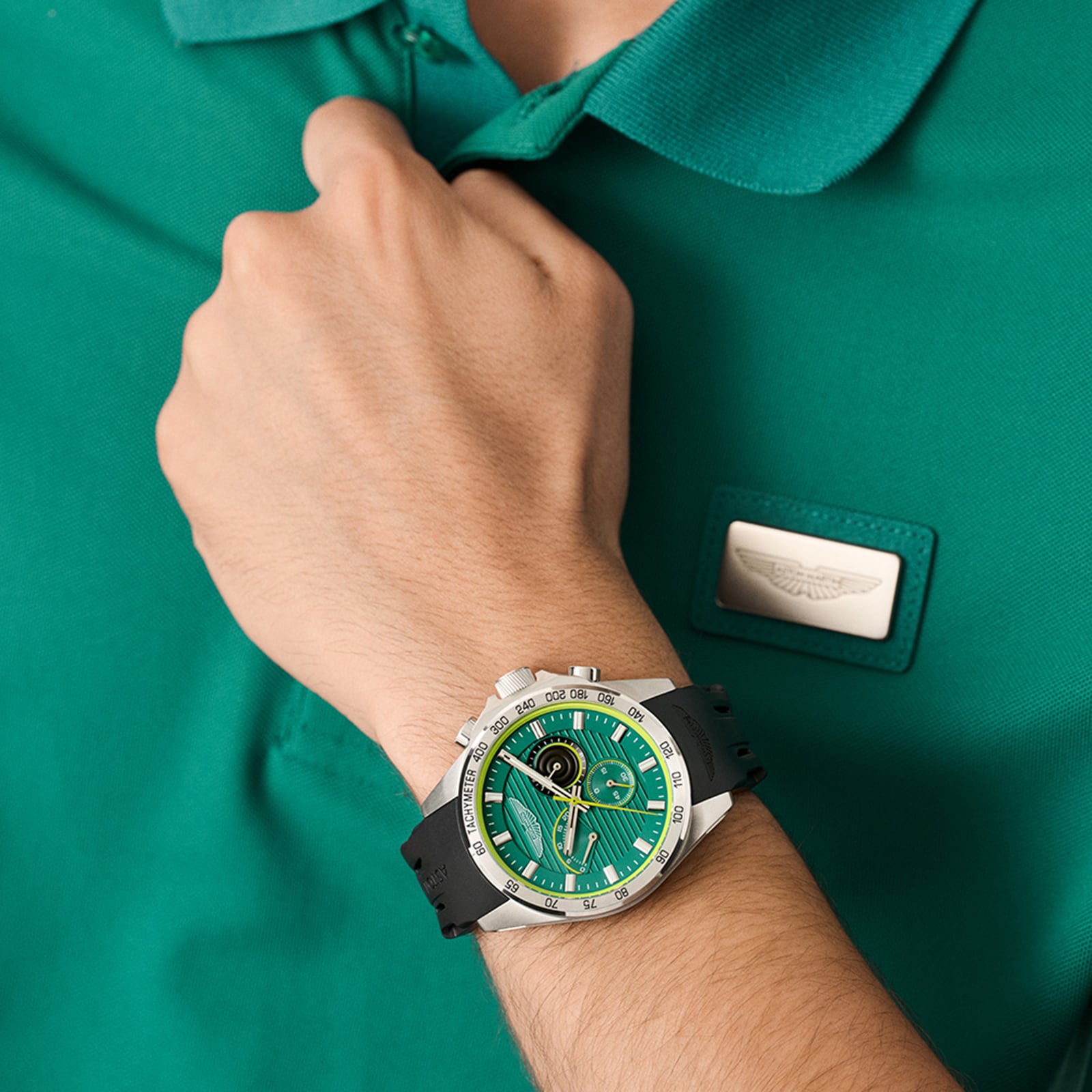 Aston Martin Quartz 44mm Mens Watch Green Dial