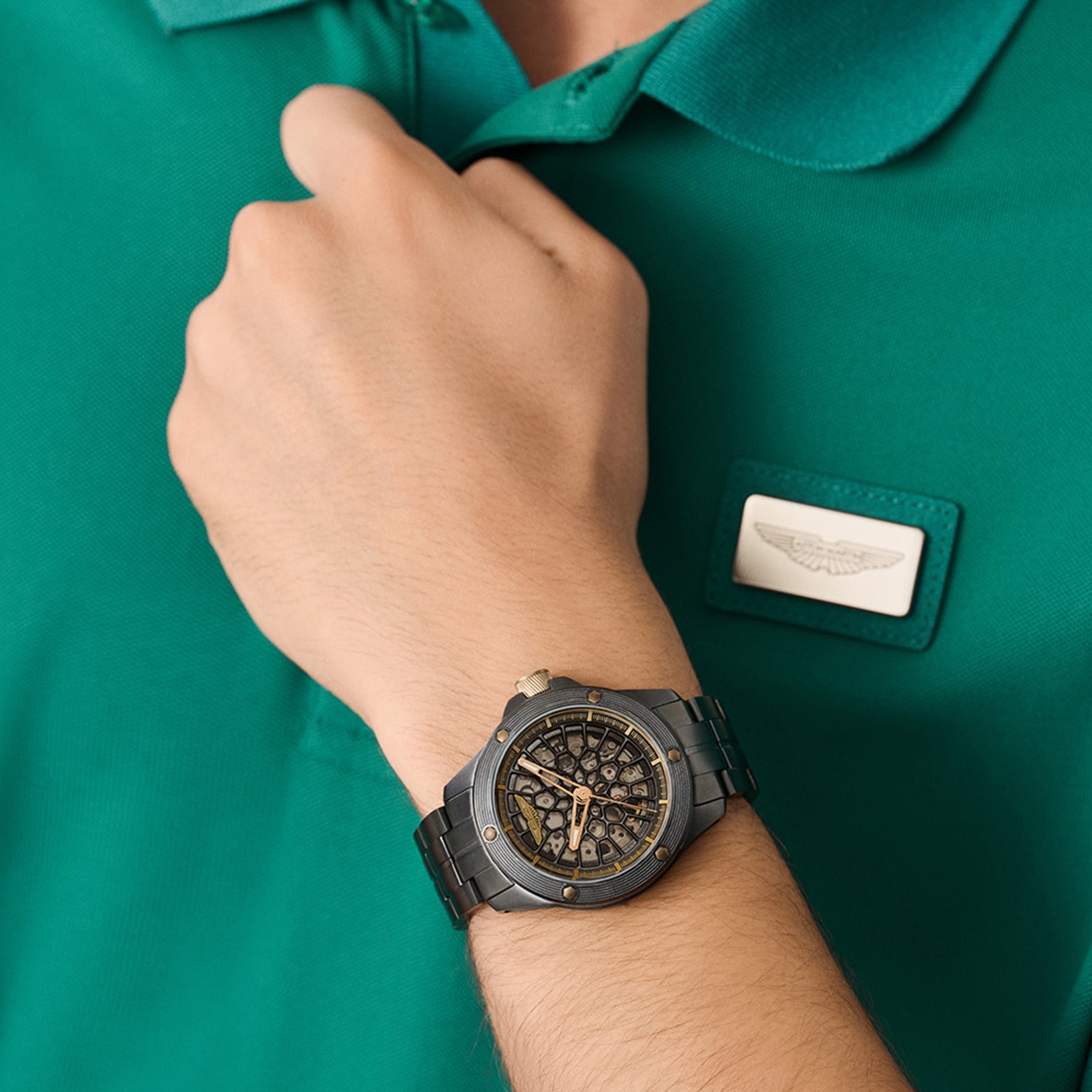 Aston Martin AML Thrill Automatic 41mm Mens Watch Black Dial