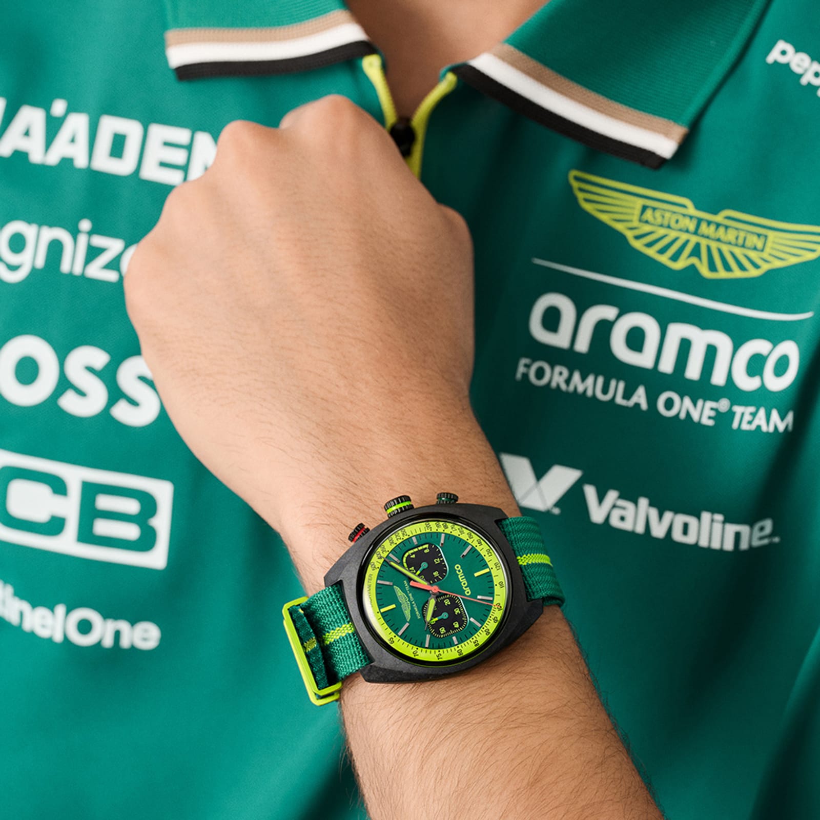 Aston Martin Aramco Formula One ™ Team Quartz 43mm Mens Watch Green Dial