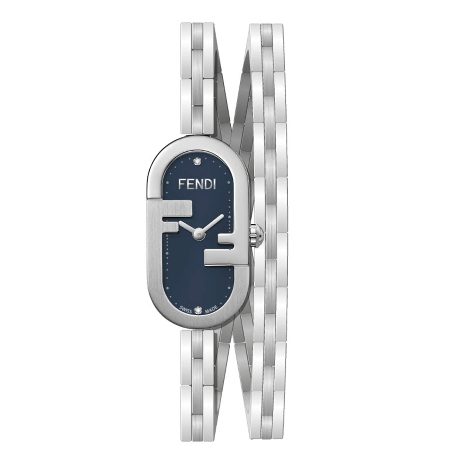 FENDI O'Lock Vertical 14.8mm X 28.3mm Oval Watch with FF Logo