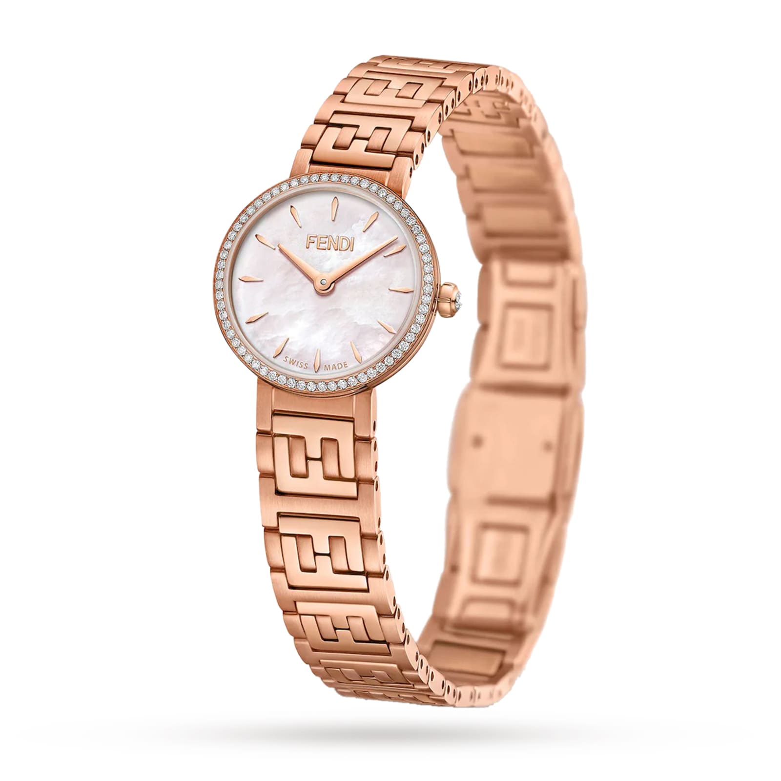 FENDI Forever Fendi 19mm Pink Mother of Pearl Dial Diamond Bezel and ...