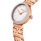 FENDI Forever Fendi 19mm Pink Mother of Pearl Dial Diamond Bezel and Crown Stainless Steel Rose Gold Plated