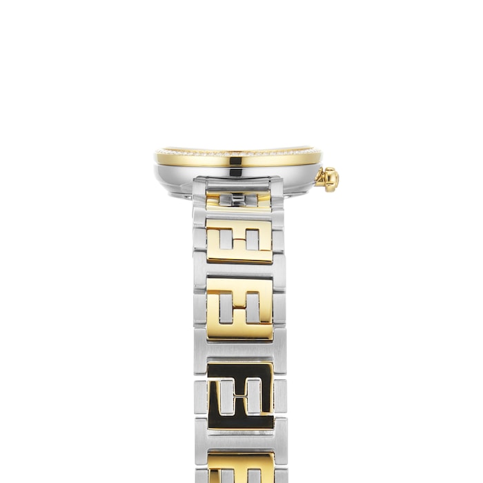 FENDI Forever Fendi 19mm White Mother of Pearl Dial Diamond Bezel and Crown Stainless Steel and Gold Plated