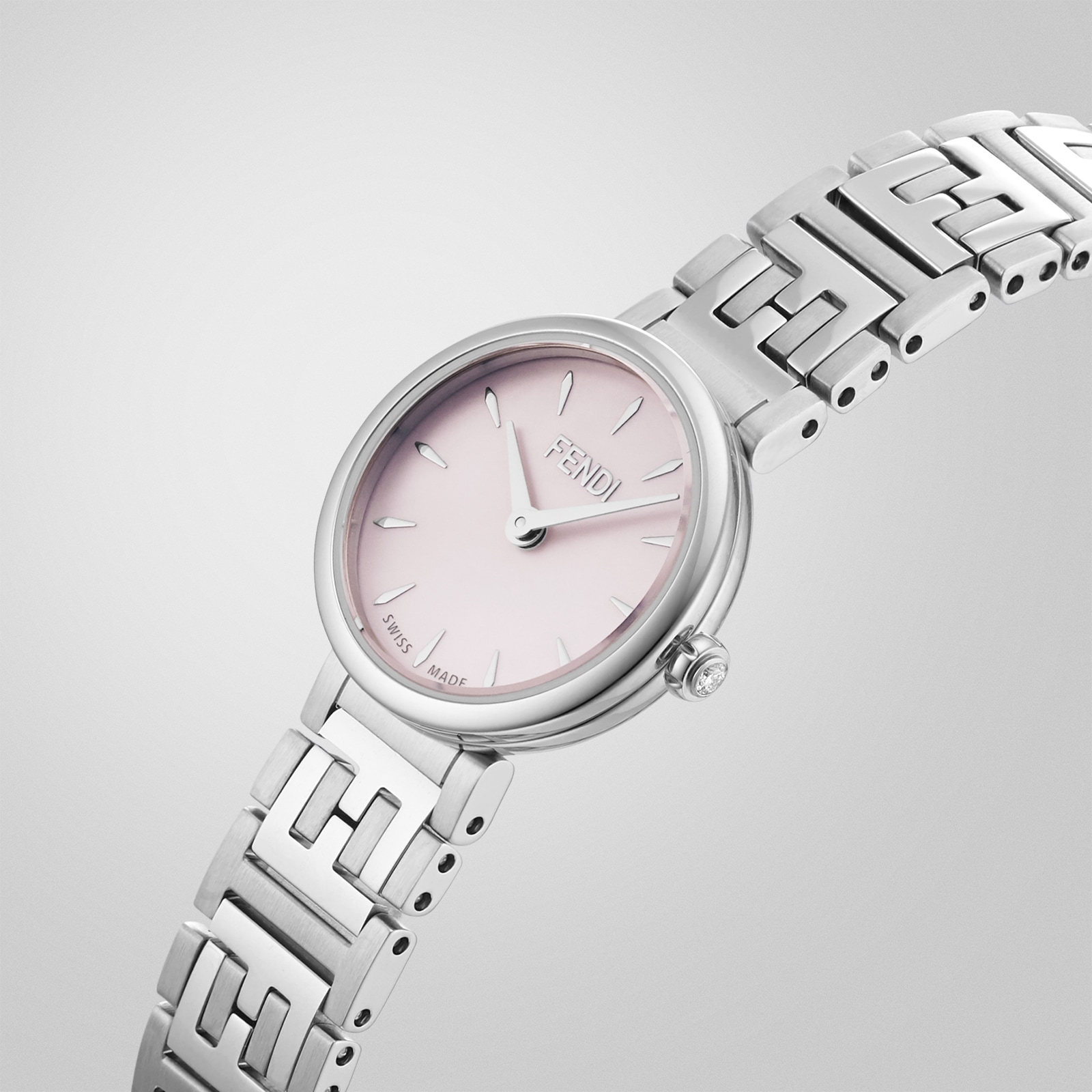 FENDI Forever Fendi 19mm Pink Mother of Pearl Dial Diamond Crown Stainless Steel
