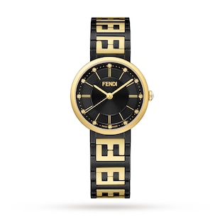 FENDI Forever Fendi 29mm Black Dial Diamond Hour Markers Stainless Steel Gold Plated