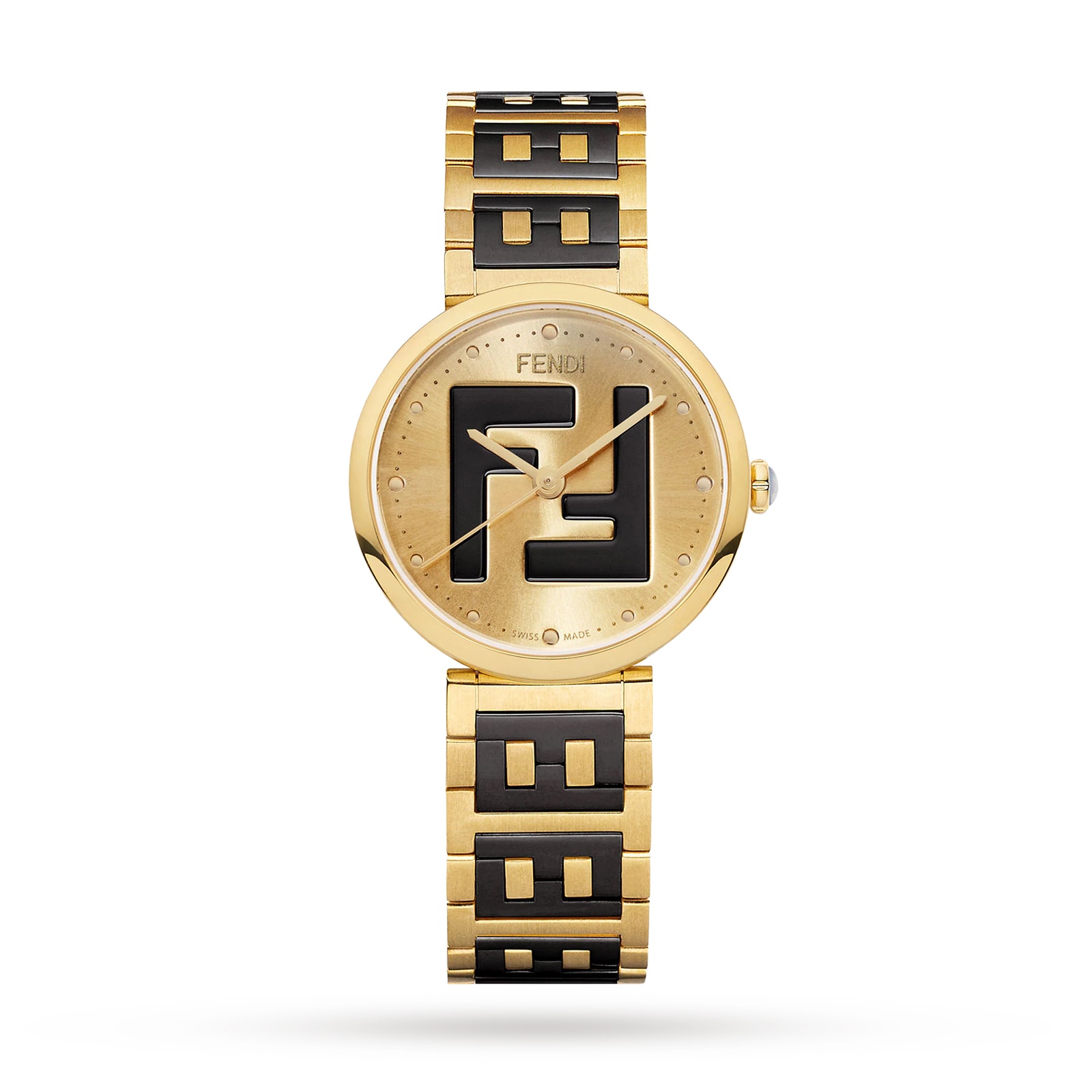 Forever Fendi 29mm Sunray-Effect Dial Onyx Crown Stainless Steel Gold Plated