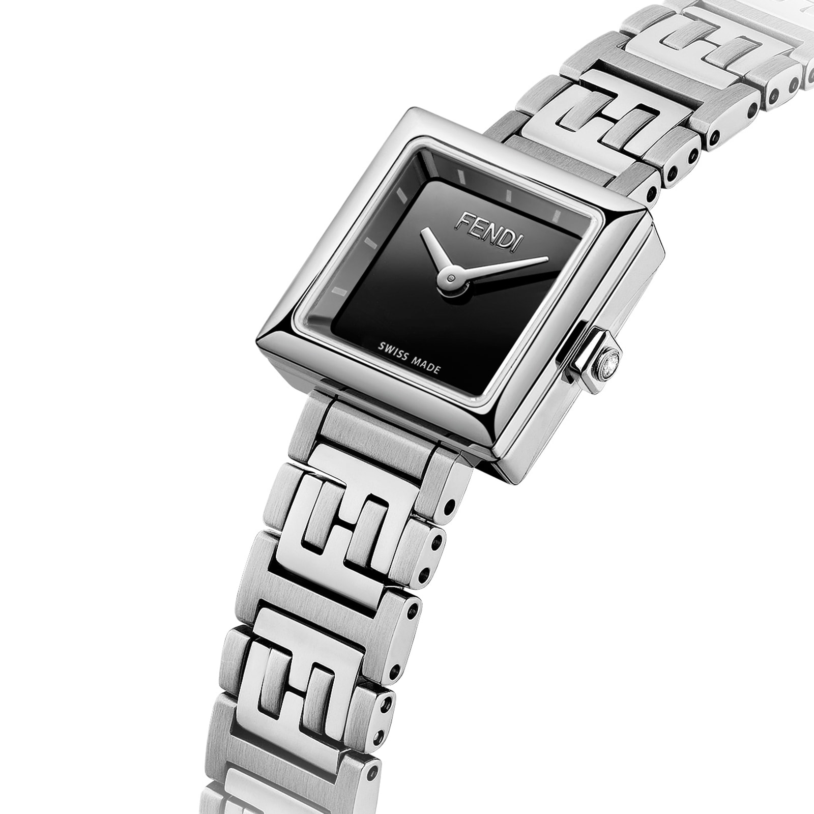 FENDI Forever Fendi Square 16mm Black Dial Stainless Steel FENDI Forever Fendi Square 16mm Black Dial Stainless Steel