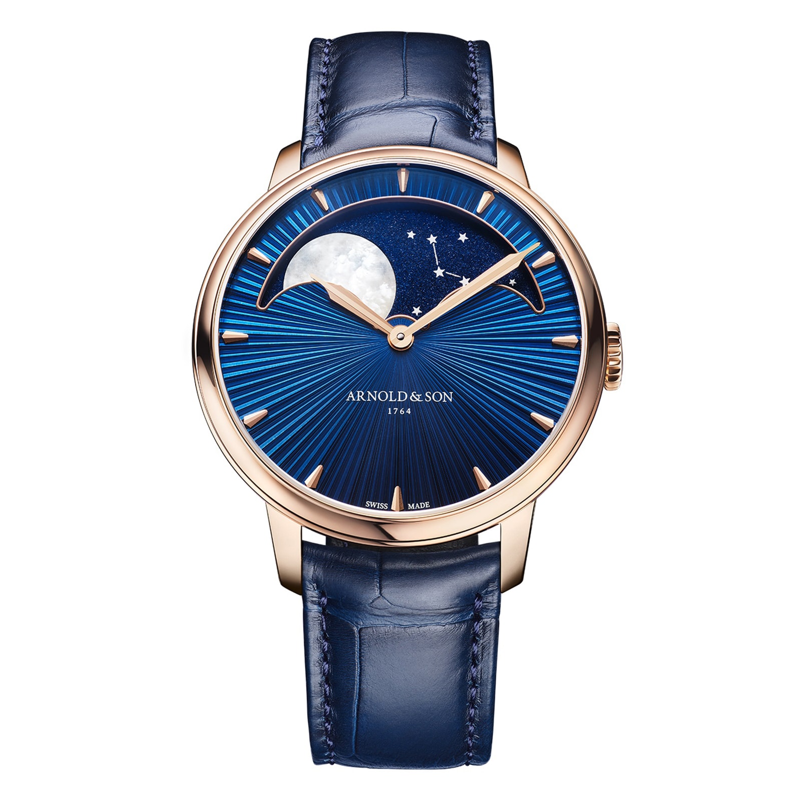 Arnold And Son Perpetual Moon 41.5mm Gold Mens Watch Blue