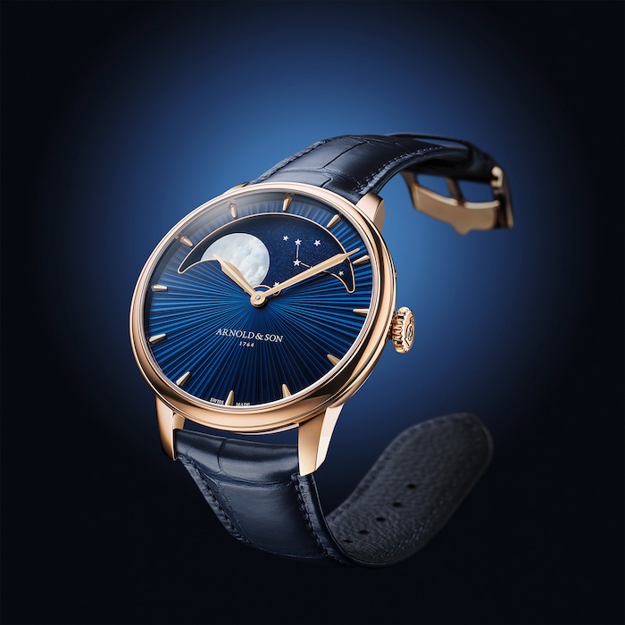 Arnold And Son Perpetual Moon 41.5mm Gold Mens Watch Blue