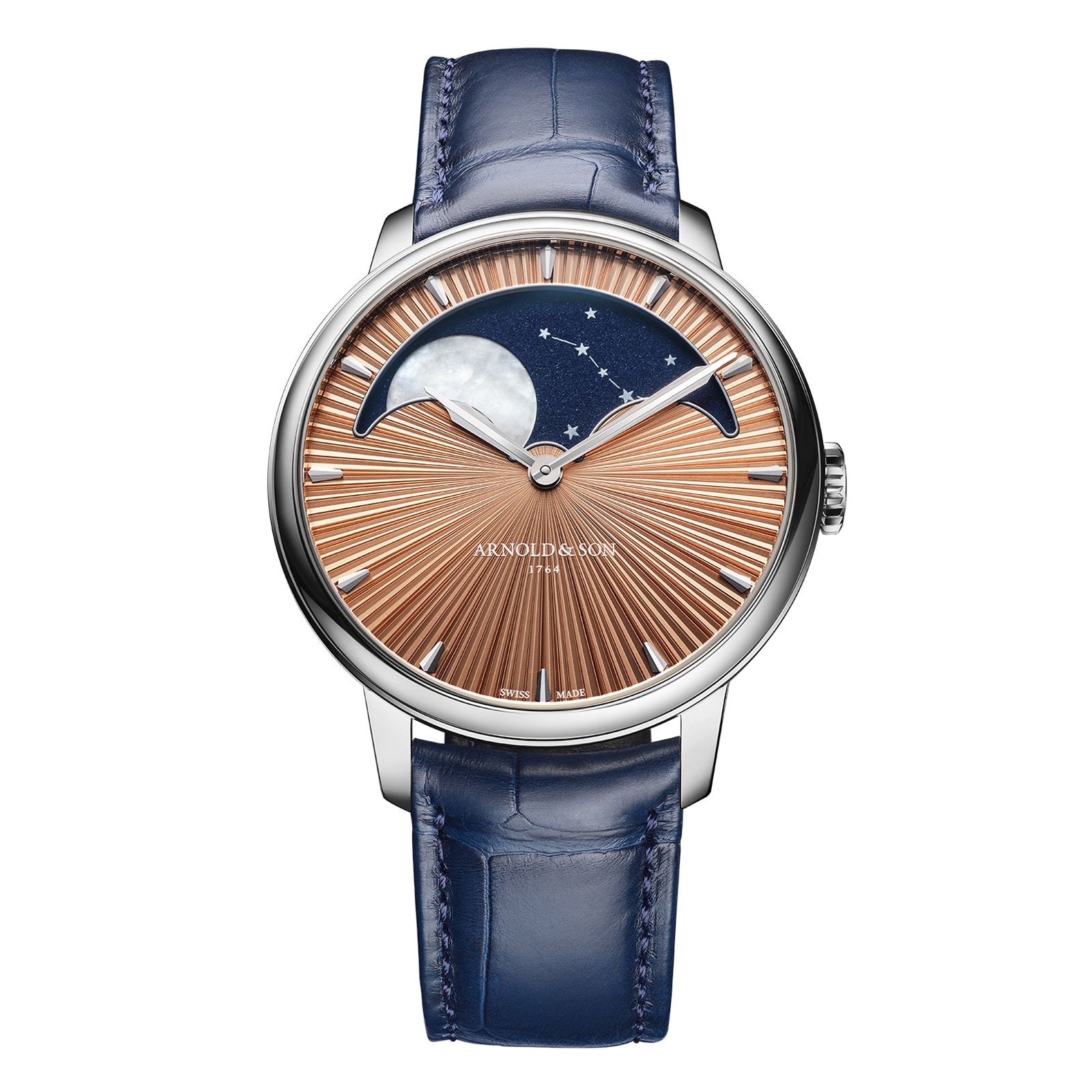 Arnold And Son Perpetual Moon 41.5mm Platinum Limited Edition Mens Watch Salmon Pink Arnold And Son Perpetual Moon 41.5mm Platinum Limited Edition Mens Watch Salmon Pink