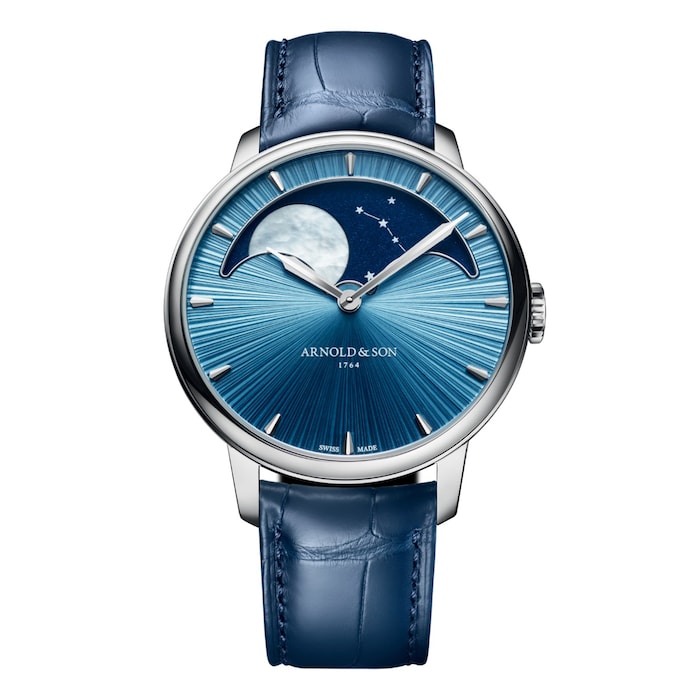 Arnold And Son Perpetual Moon 41.5mm Platinum Limited Edition Mens Watch Celestial Blue