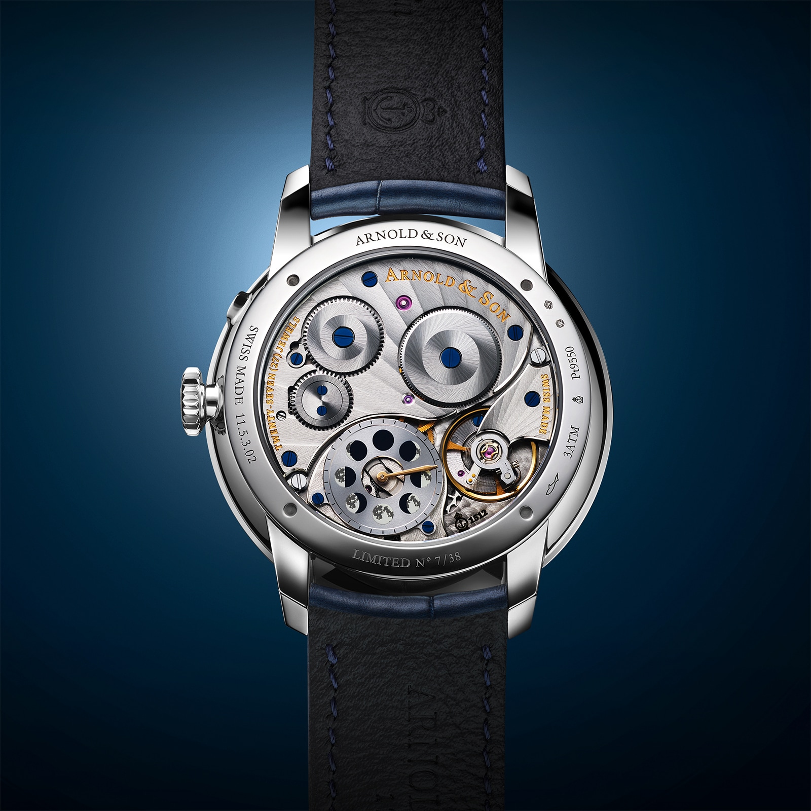 Arnold And Son Perpetual Moon 41.5mm Platinum Limited Edition Mens Watch Celestial Blue