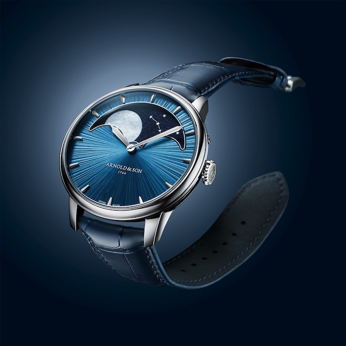 Arnold And Son Perpetual Moon 41.5mm Platinum Limited Edition Mens Watch Celestial Blue