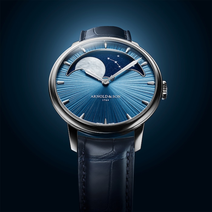 Arnold And Son Perpetual Moon 41.5mm Platinum Limited Edition Mens Watch Celestial Blue