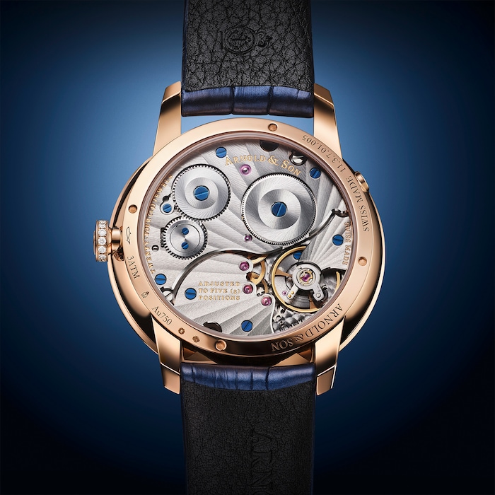 Arnold And Son Perpetual Moon 38mm Gold Mens Watch Blue