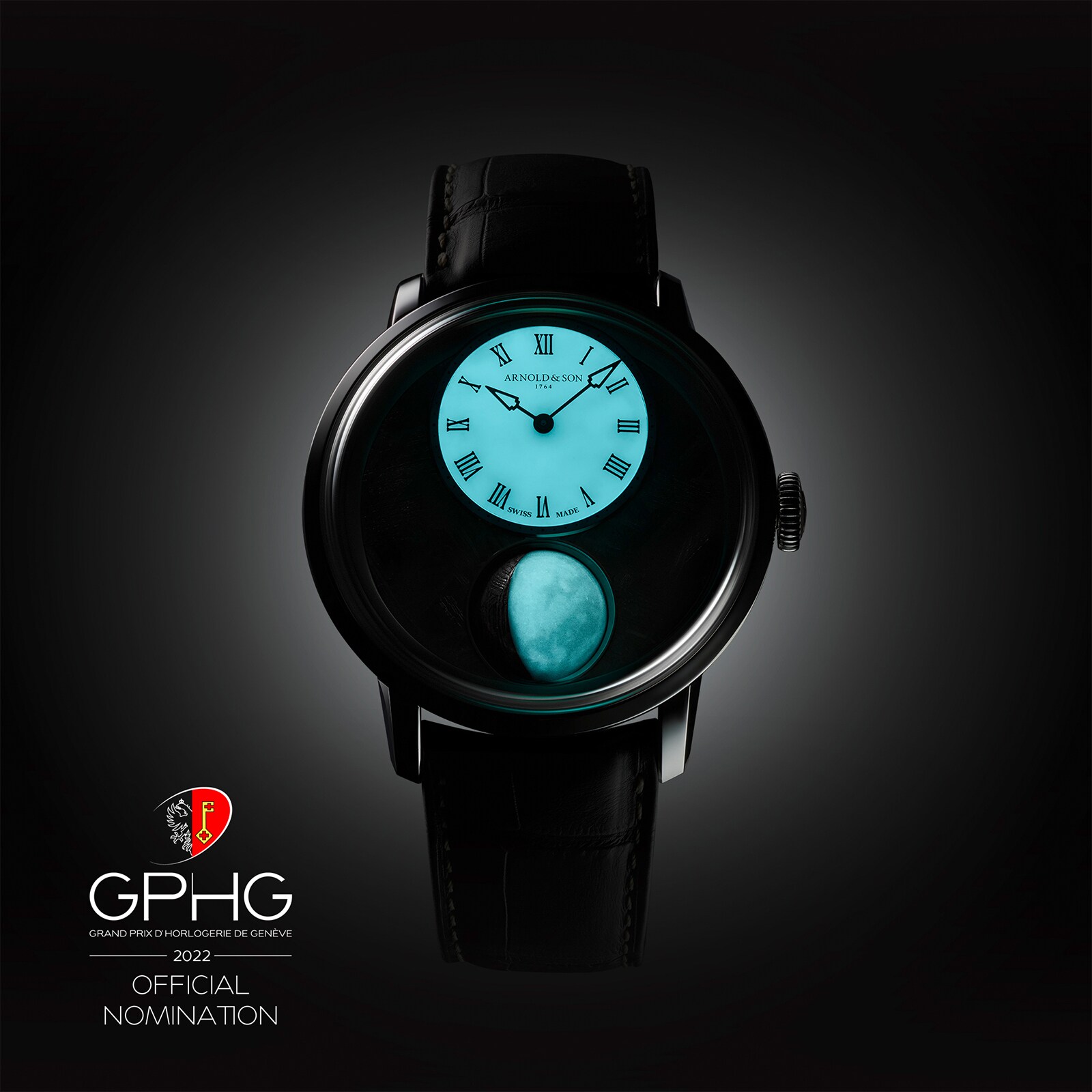 Arnold And Son Luna Magna Platinum Meteorite 44mm Limited Edition Mens Watch Beige