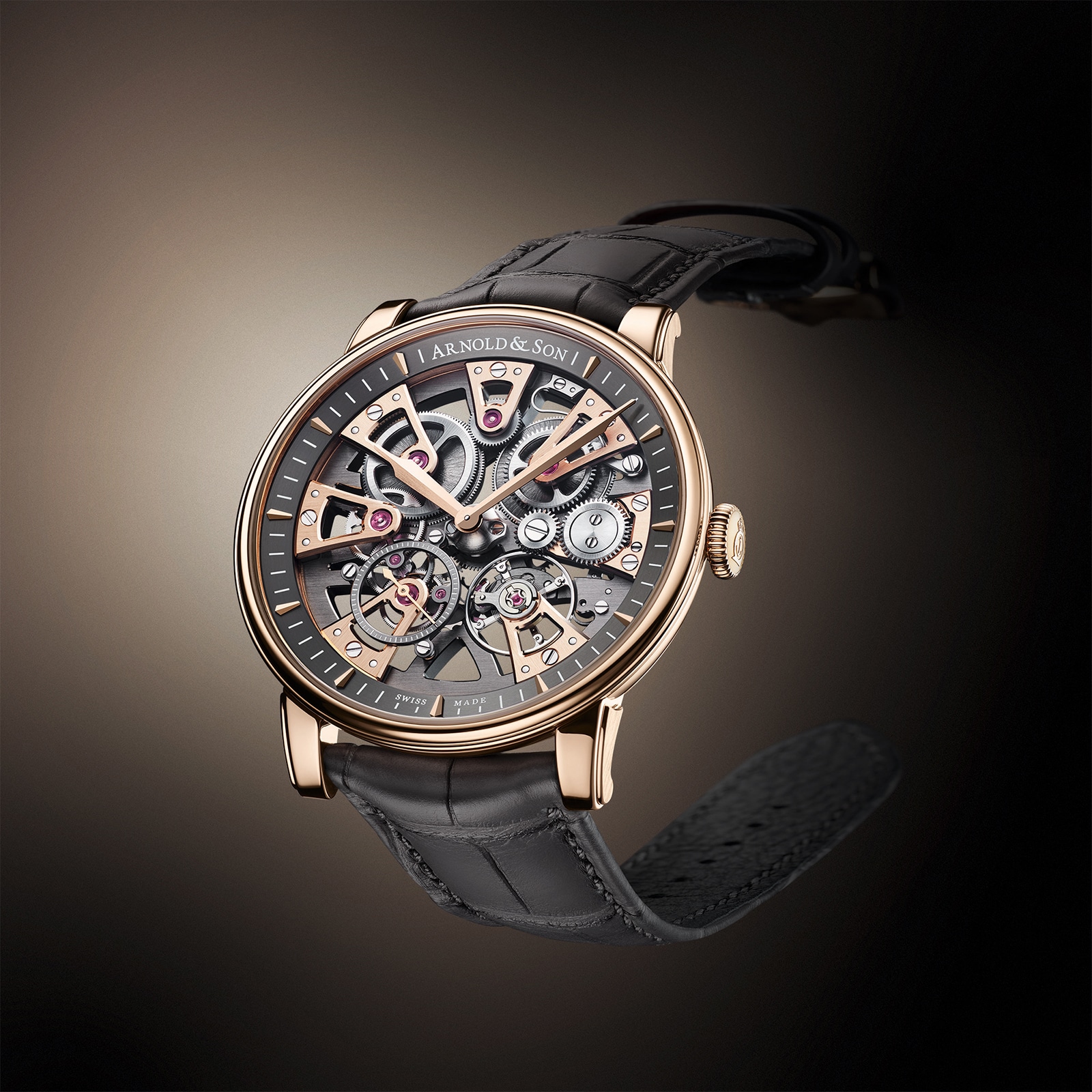 Arnold And Son Nebula 41.5mm Gold Limited Edition Mens Watch Grey Arnold And Son Nebula 41.5mm Gold Limited Edition Mens Watch Grey