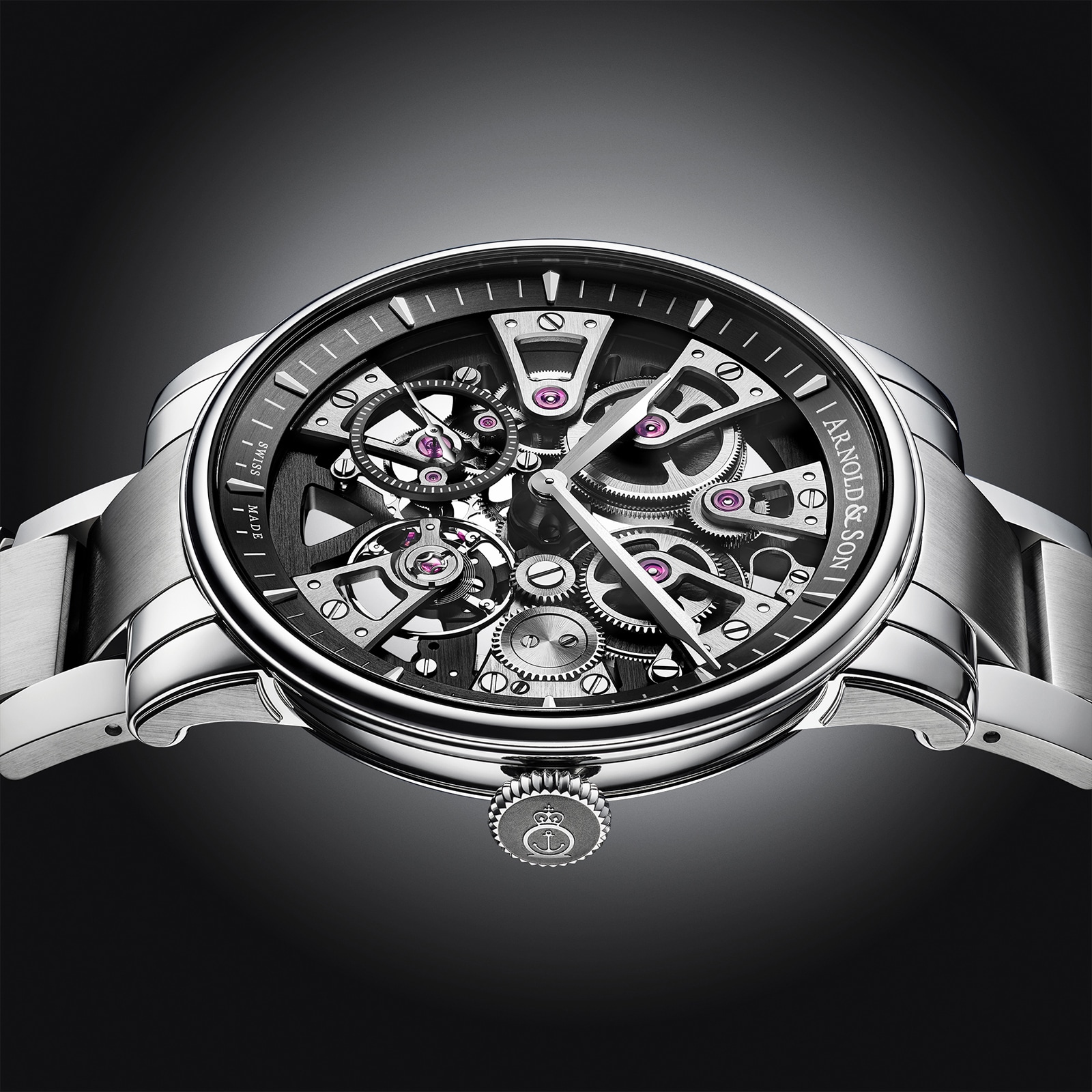 Arnold And Son Nebula 41.5mm Steel Mens Watch Black