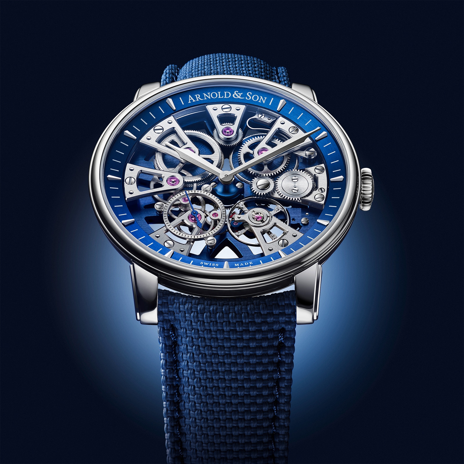 Arnold And Son Nebula 41.5mm Steel Mens Watch Blue
