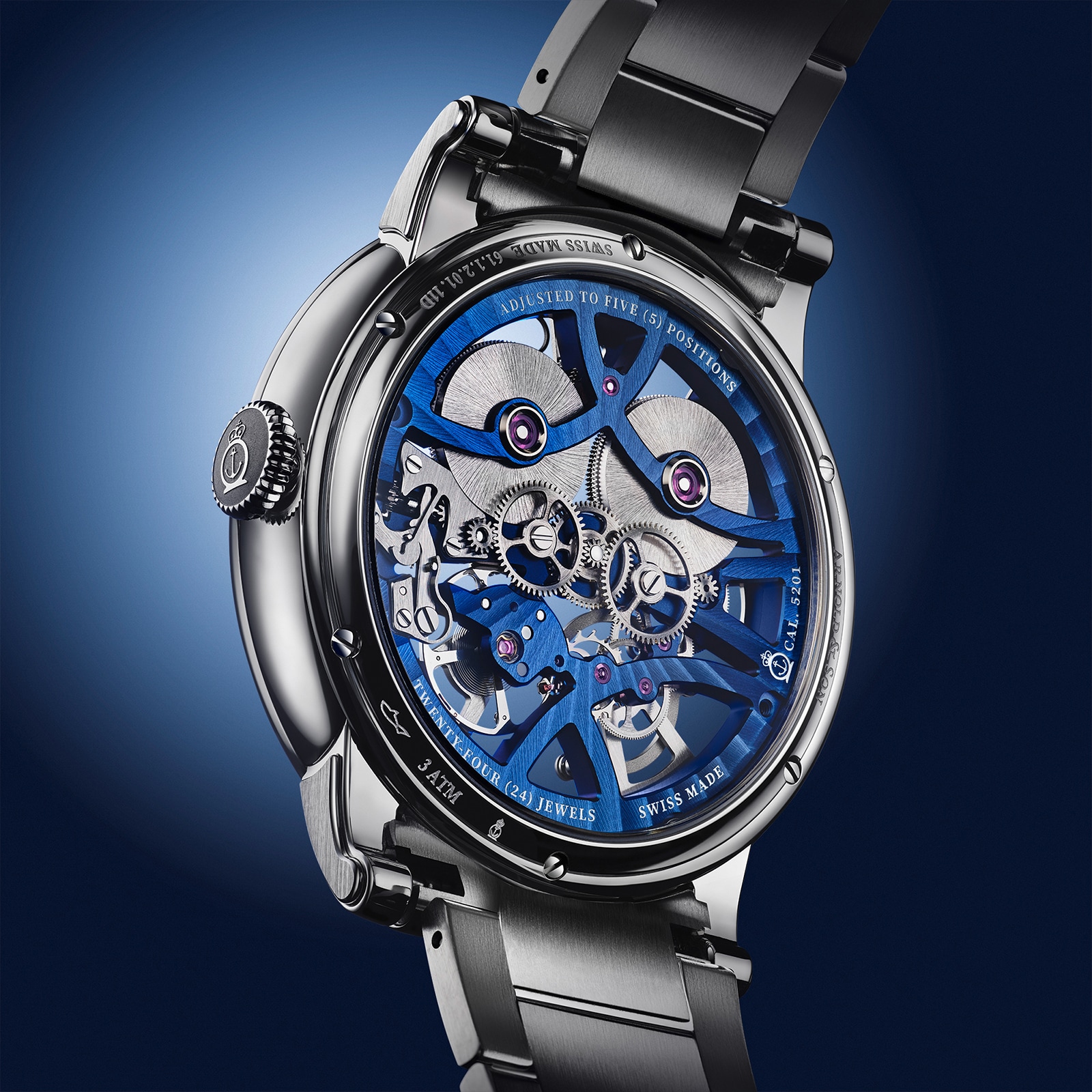 Arnold And Son Nebula 41.5mm Steel  Mens Watch Blue